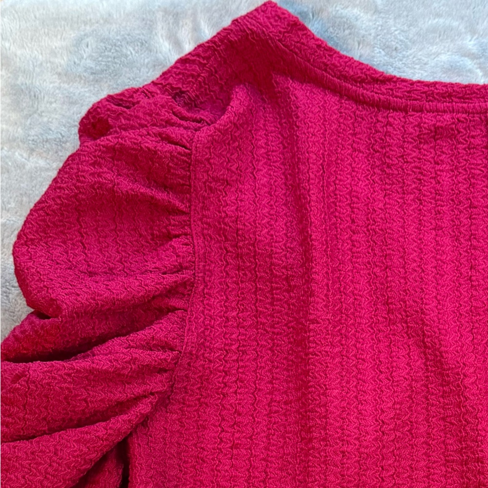 LOFT Red Textured Knit Top - Picture 4 of 4